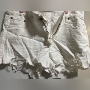 Aerie White Cut-Off Jean Shorts with Distressed Design
